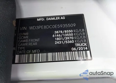 2014 Mercedes-Benz Sprinter 2500 High Roof z USA, uszkodzony, nr VIN WD3PE8DC0E5935509